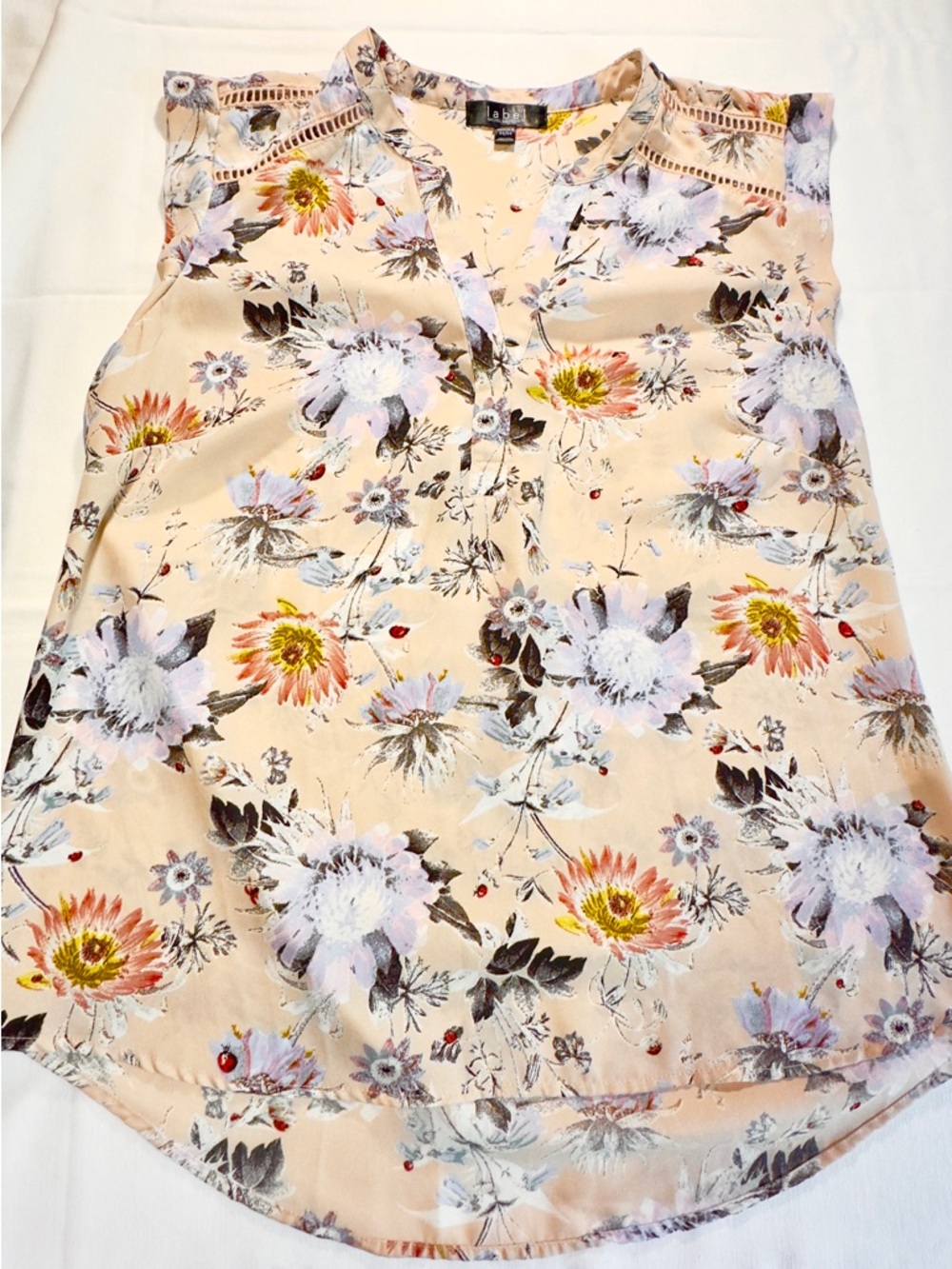 RACHEL Rachel Roy Blush Pink/Peach Floral V-Neck Blouse